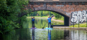 Two people on inflatable sup