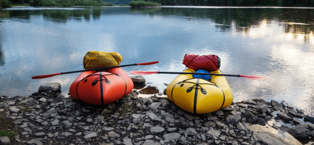 pacrafts paddling in nature