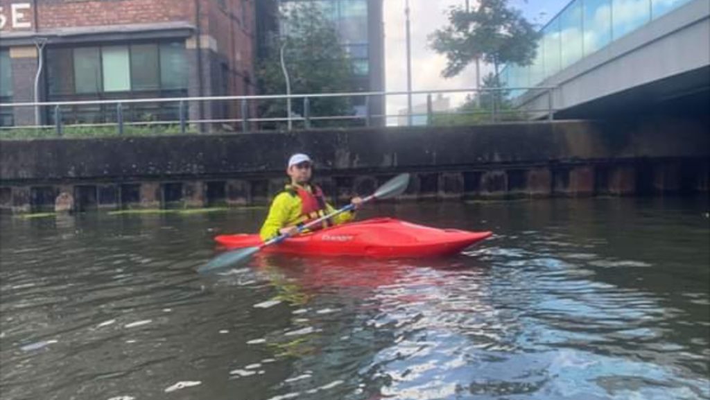 Michael paddling for his 30 mile badge