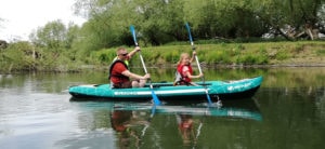 paddling an inflatable