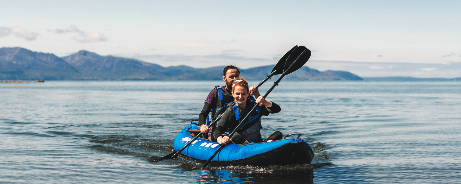 inflatable kayak paddling