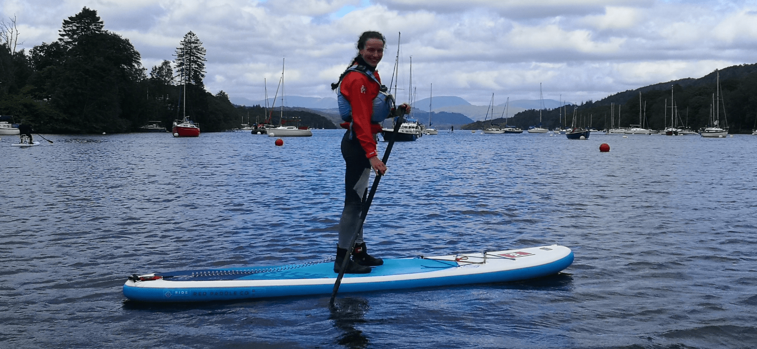 Women on paddle board on Windermere