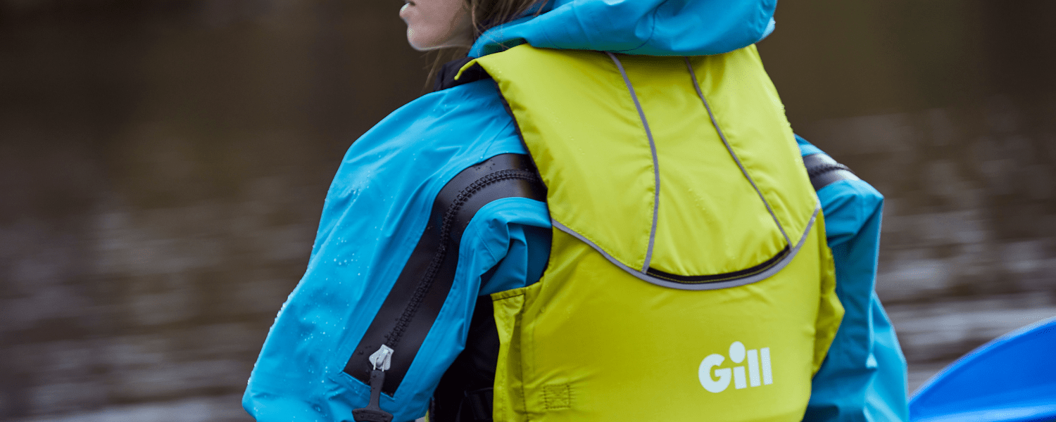 Woman kitted up ready to paddle in the winter months