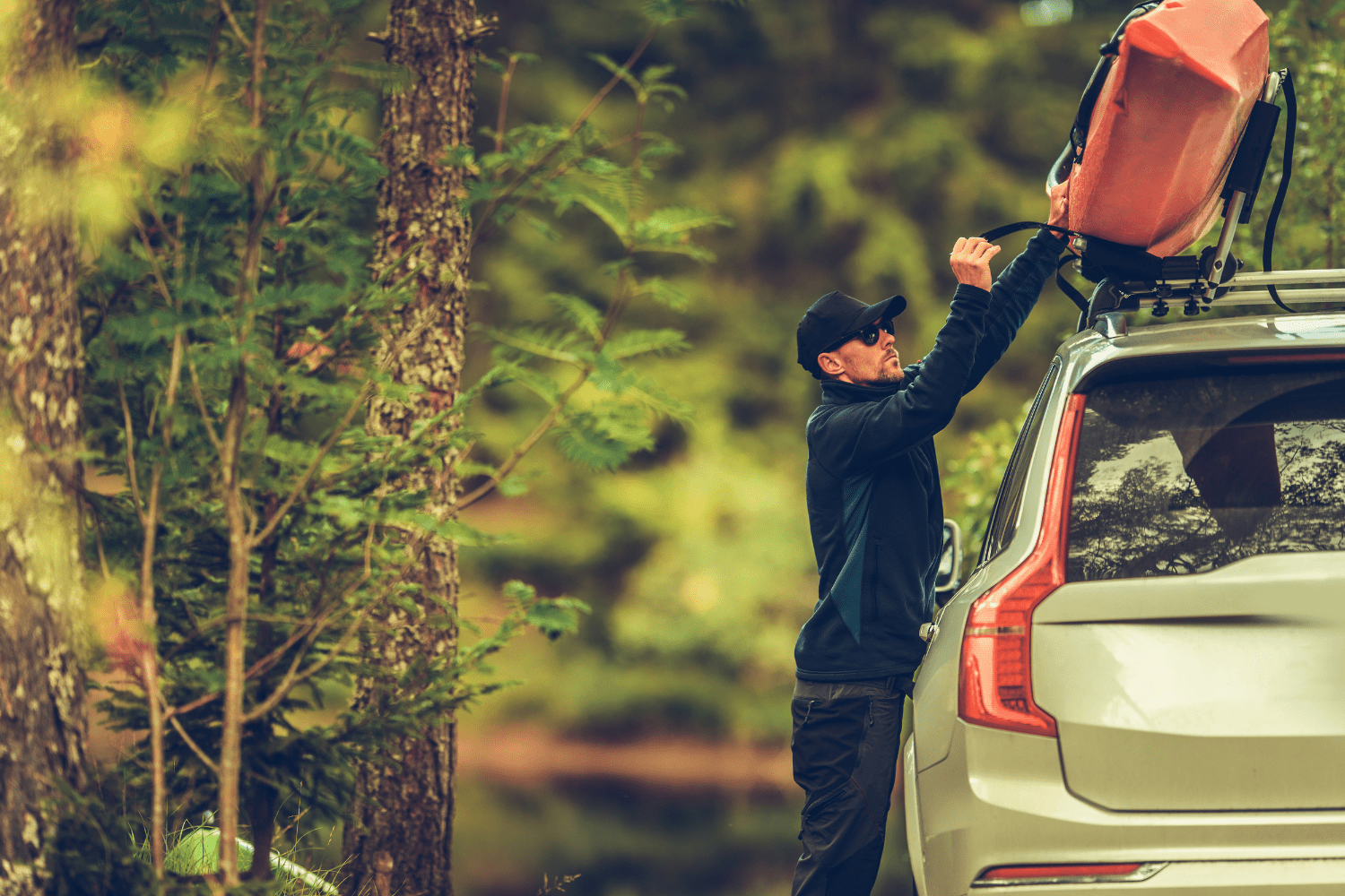 J bars on roof rack kayak