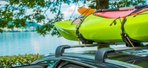 kayaks on roof rack