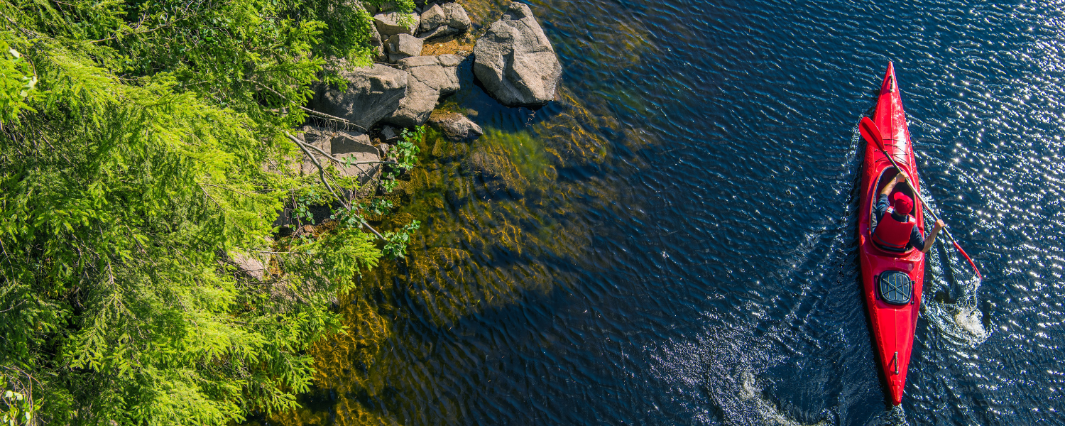 paddling around rocks