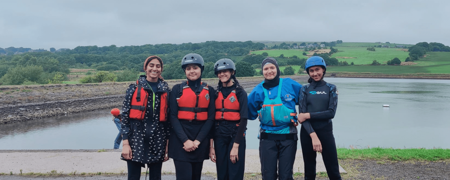 group of young muslim paddlers fully kitted up