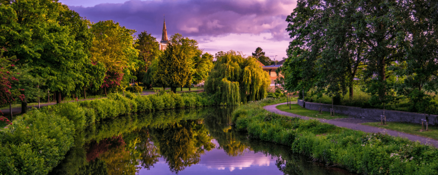 deep purple sky over taunton canal