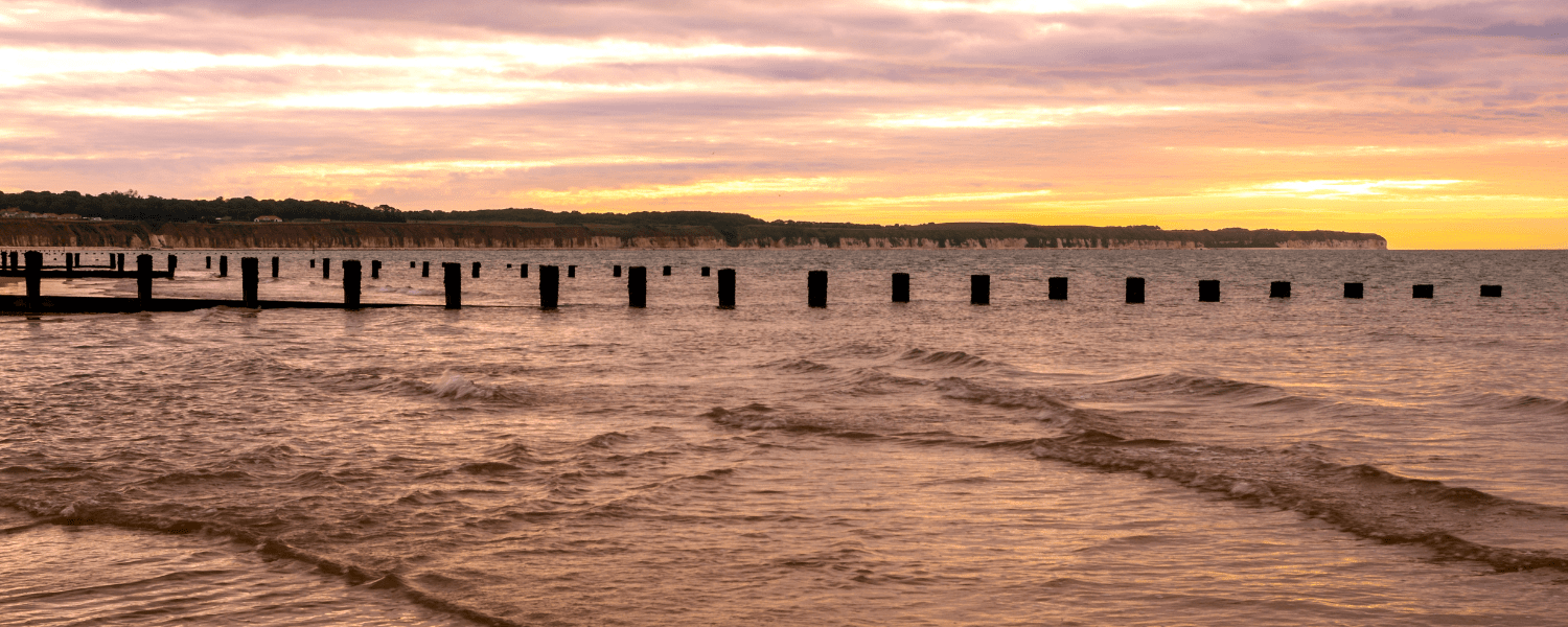 bridlington beach as the sun begins to set