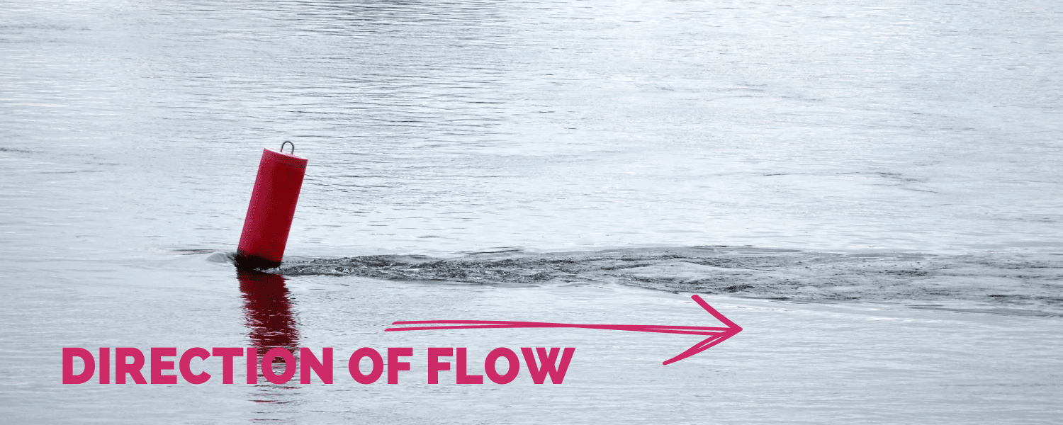 image showing a tidal flow going past a floating buoy