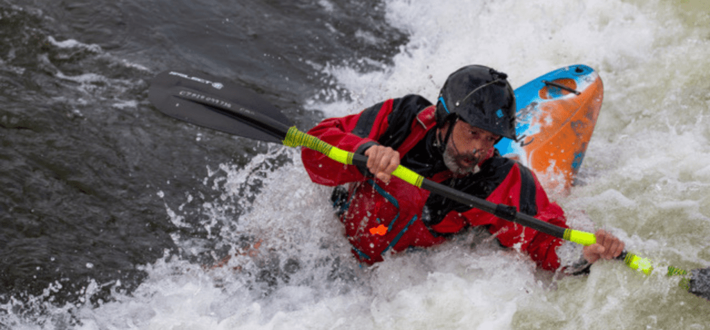 Chris Nadollek in his kayak on the whitewater