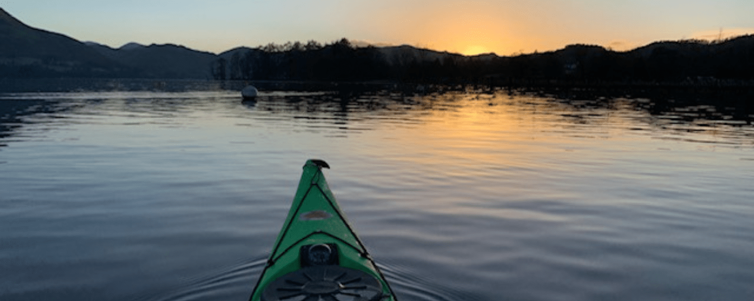 the front of saira's kayak as she paddling in the sun