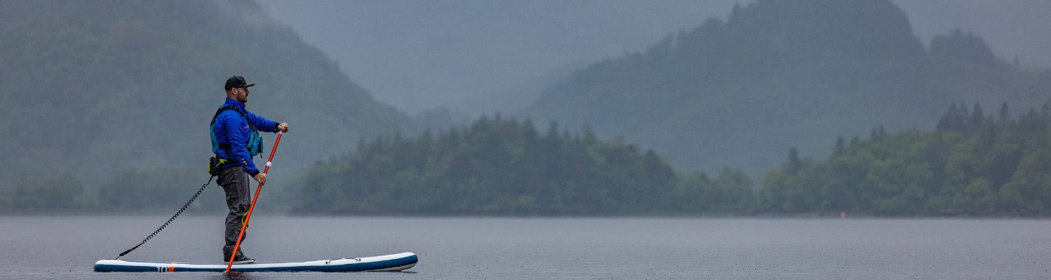 Paddleboarding in the rain